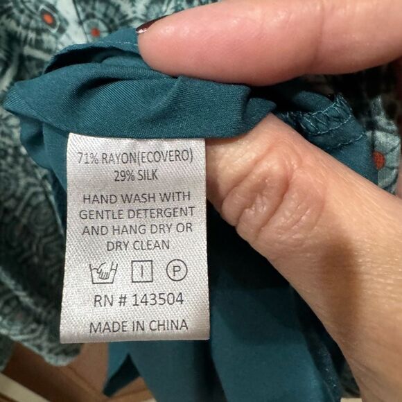 Marie Oliver Kara dress green and whitete geometric pattern size medium - Picture 4 of 7